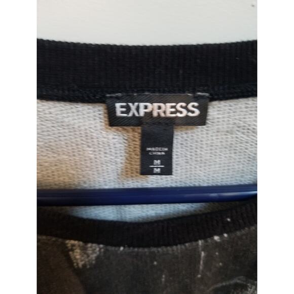 Express Black White Abstract Crew Neck Long Sleeve Sweater Women's M - Picture 5 of 5